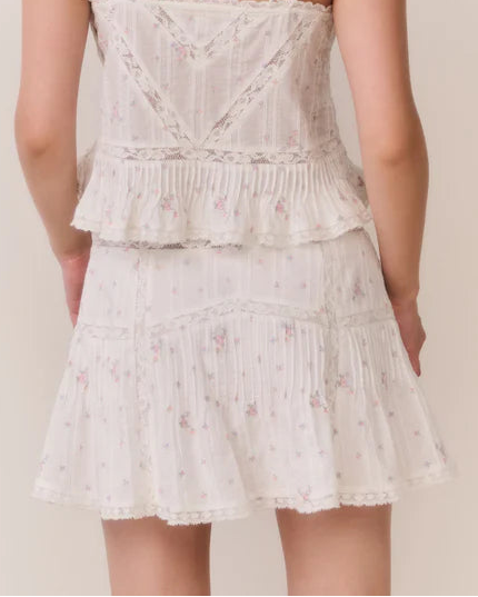 Love Shack Fancy Willa Floral Embroidered Cotton Mini Skirt | Sunbleached Meadow