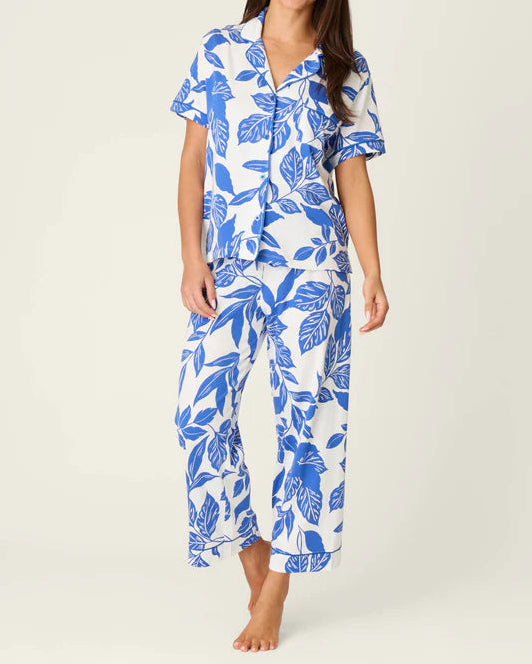 PJ Salvage Whimsy Sapphire Garden Cropped PJ Set | Cobalt