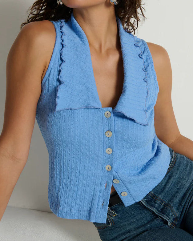 Nation Rae Collared Tank | Cornflower