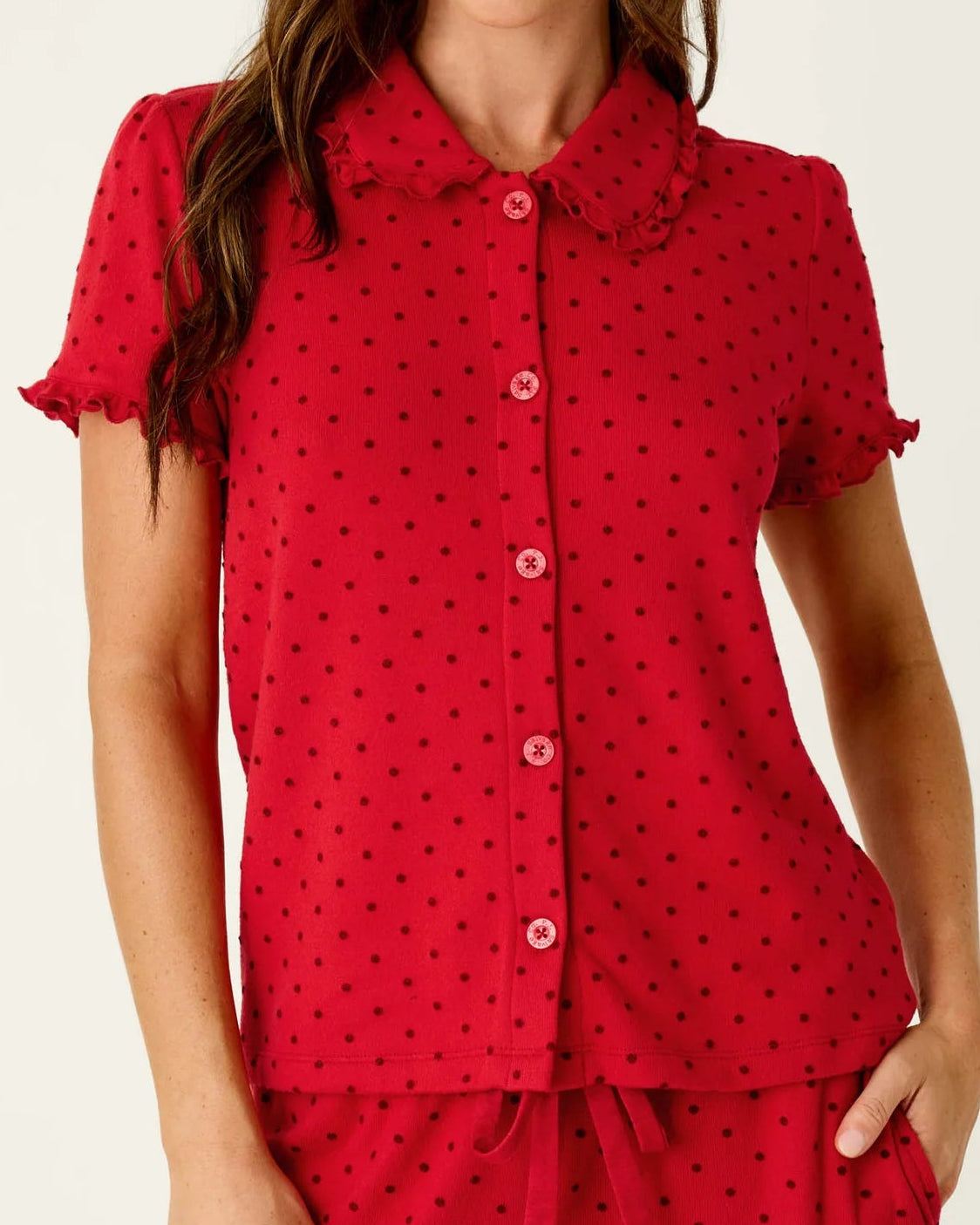 PJ Salvage Femme de Tonal Dot Short Sleeve | Lipstick