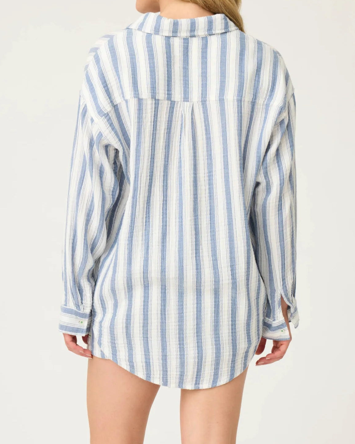 PJ Salvage Back From the Beach Striped Gauze Lounge Top