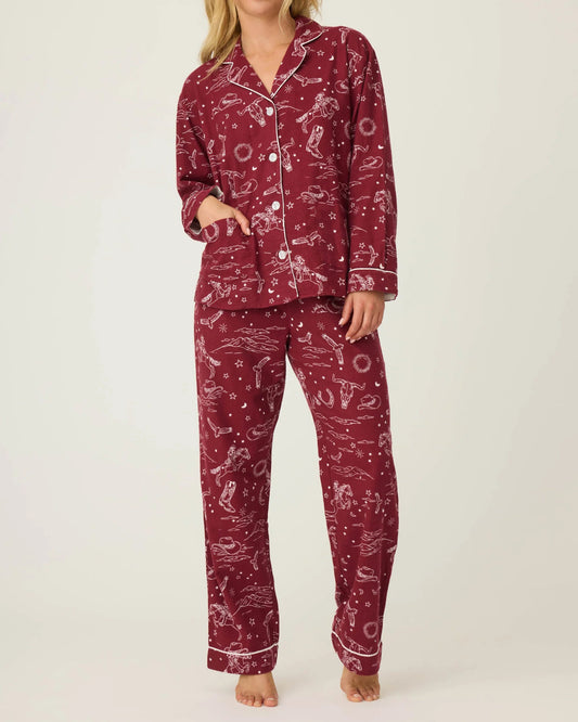 PJ Salvage Hold Your Horses Western Print 3-Piece Flannel PJ Set