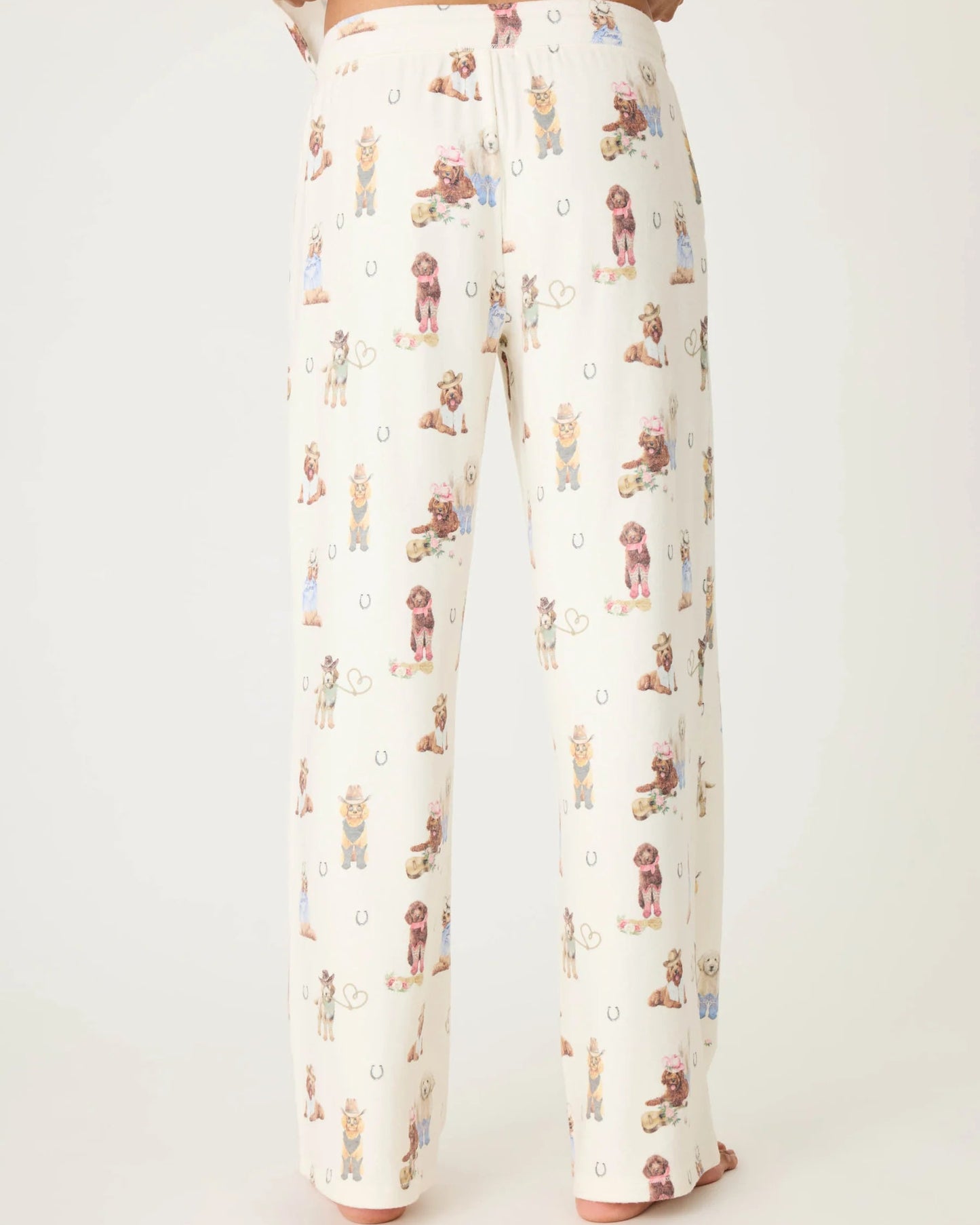 PJ Salvage Ruff On the Range Dog Print Open Leg Pant