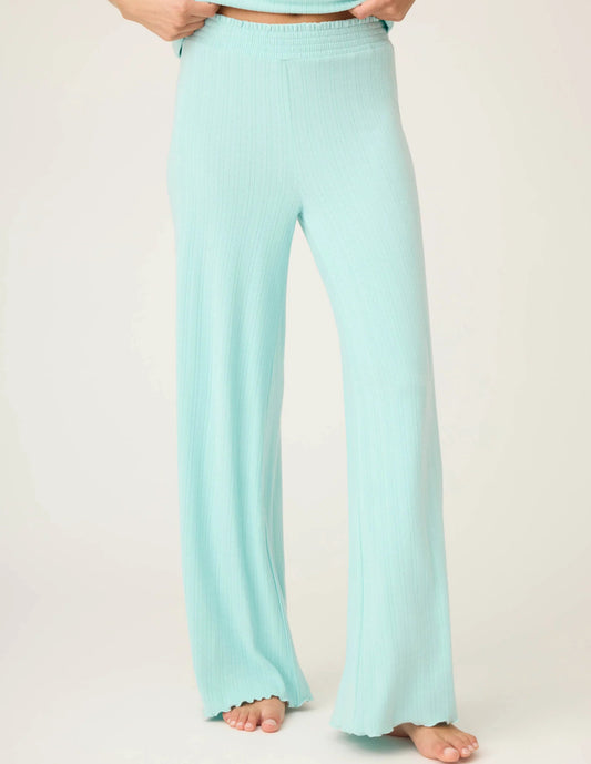 PJ Salvage Pointelle Essentials Solid Mint Open Leg Pant