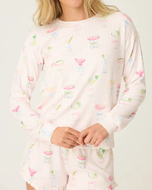 PJ Salvage Pretty Punch Cocktail Print Long Sleeve Top