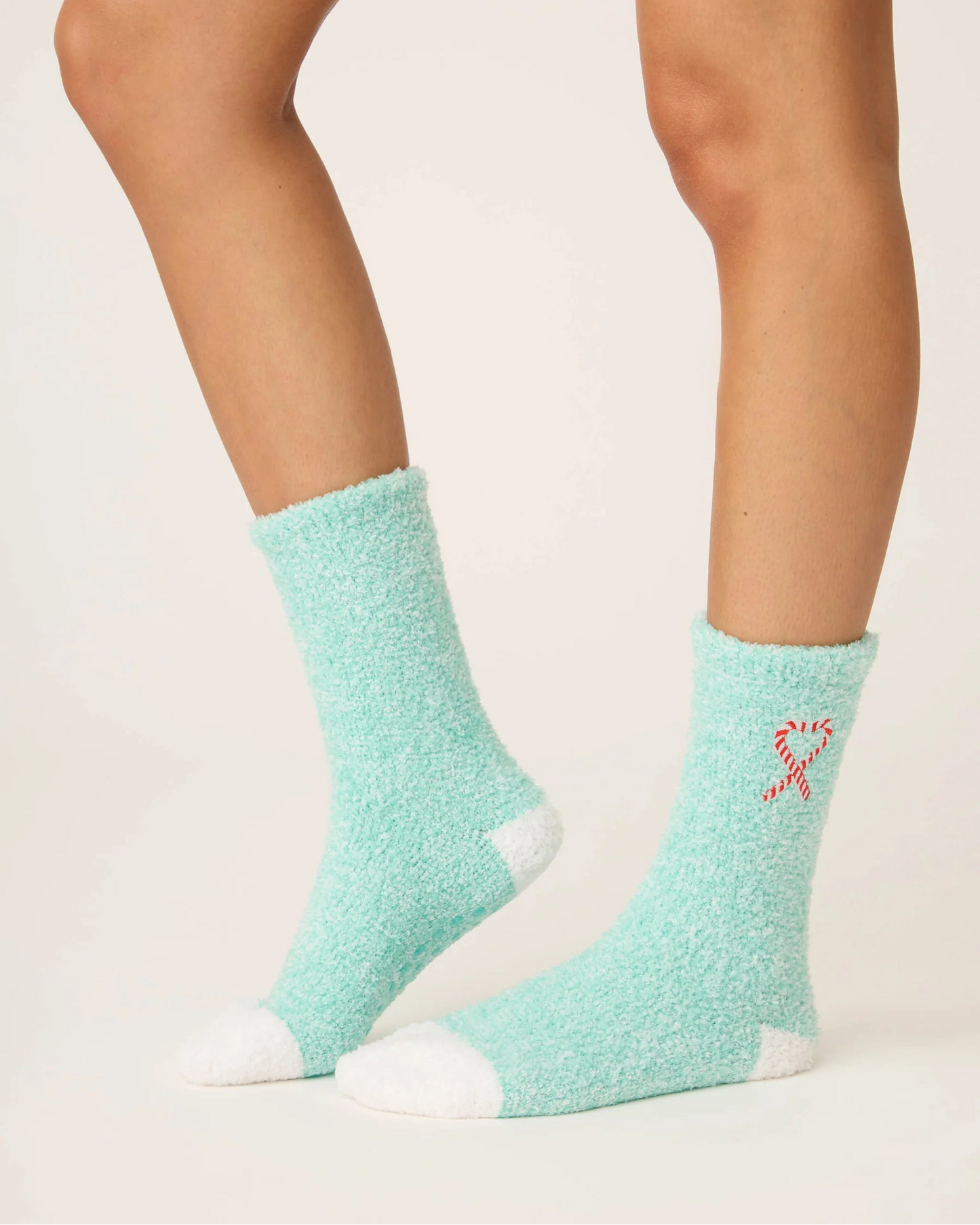 PJ Salvage Candy Cane Fuzzy Crew Socks