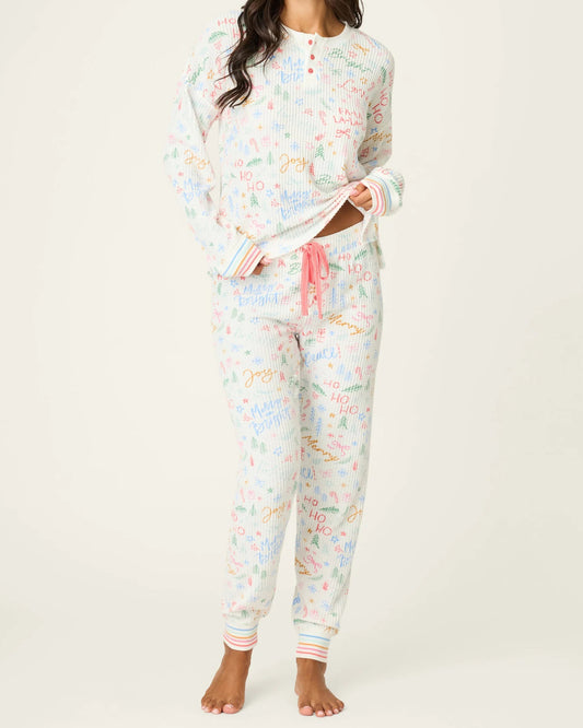 PJ Salvage Ski Jammies Classics Fa La La PJ Set | Ivory