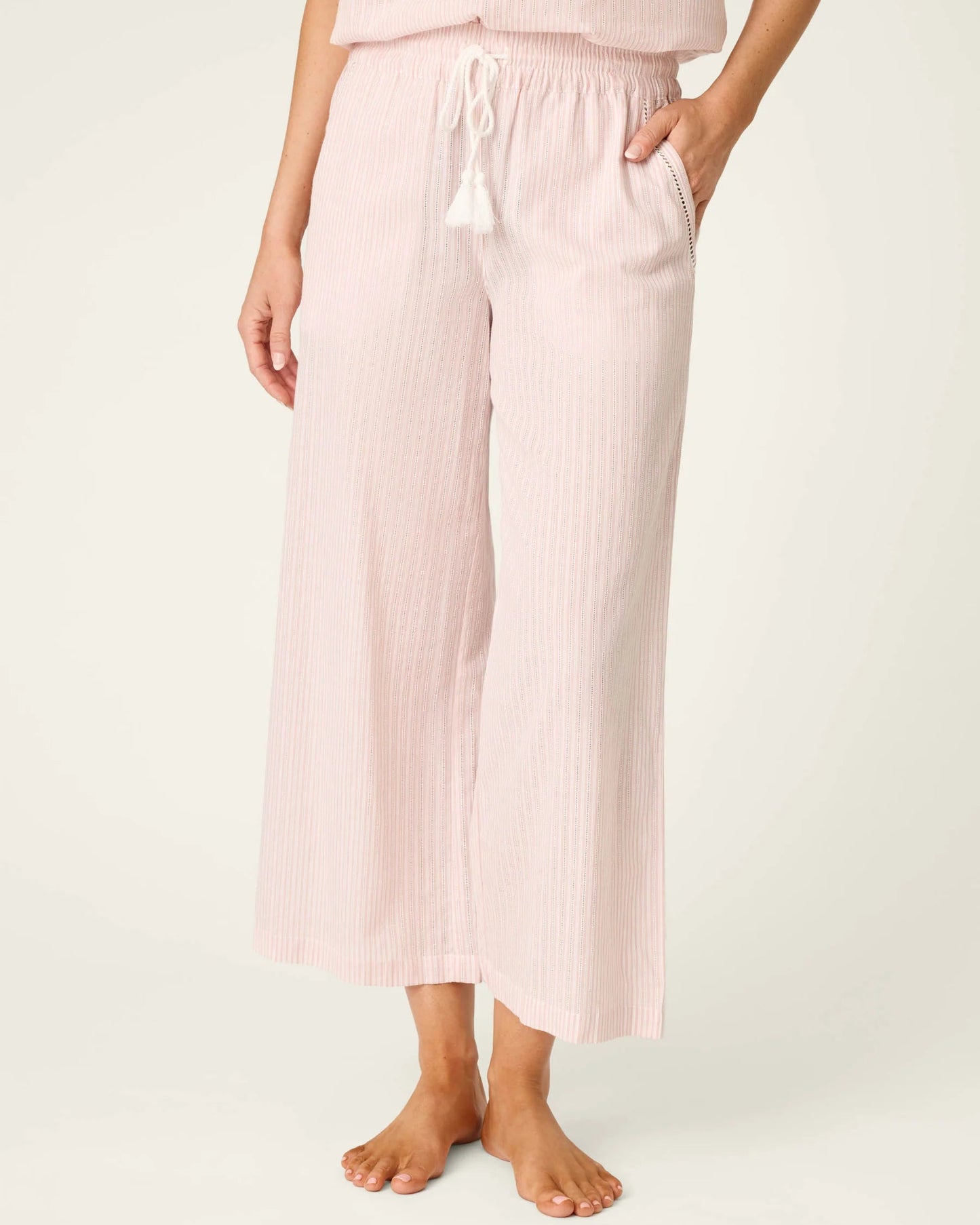 PJ Salvage On Cloud Nine Silver Rose Cropped Lounge Pants