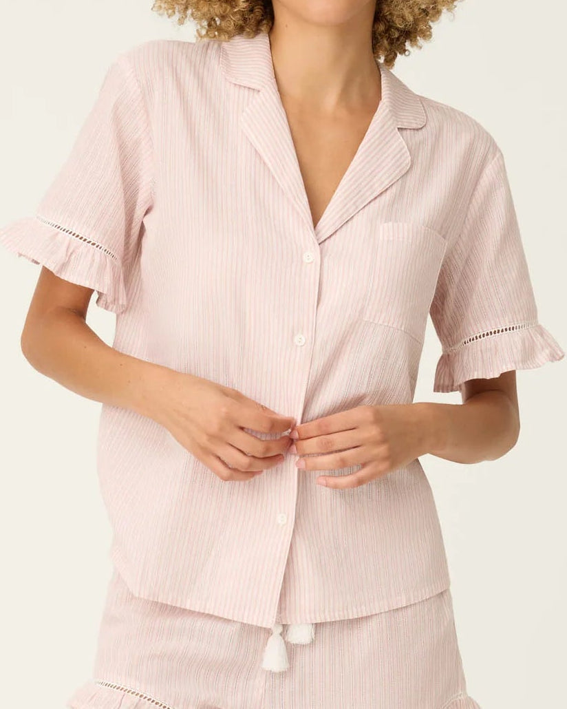 PJ Salvage On Cloud Nine Silver Rose Short Sleeve Pajama Top