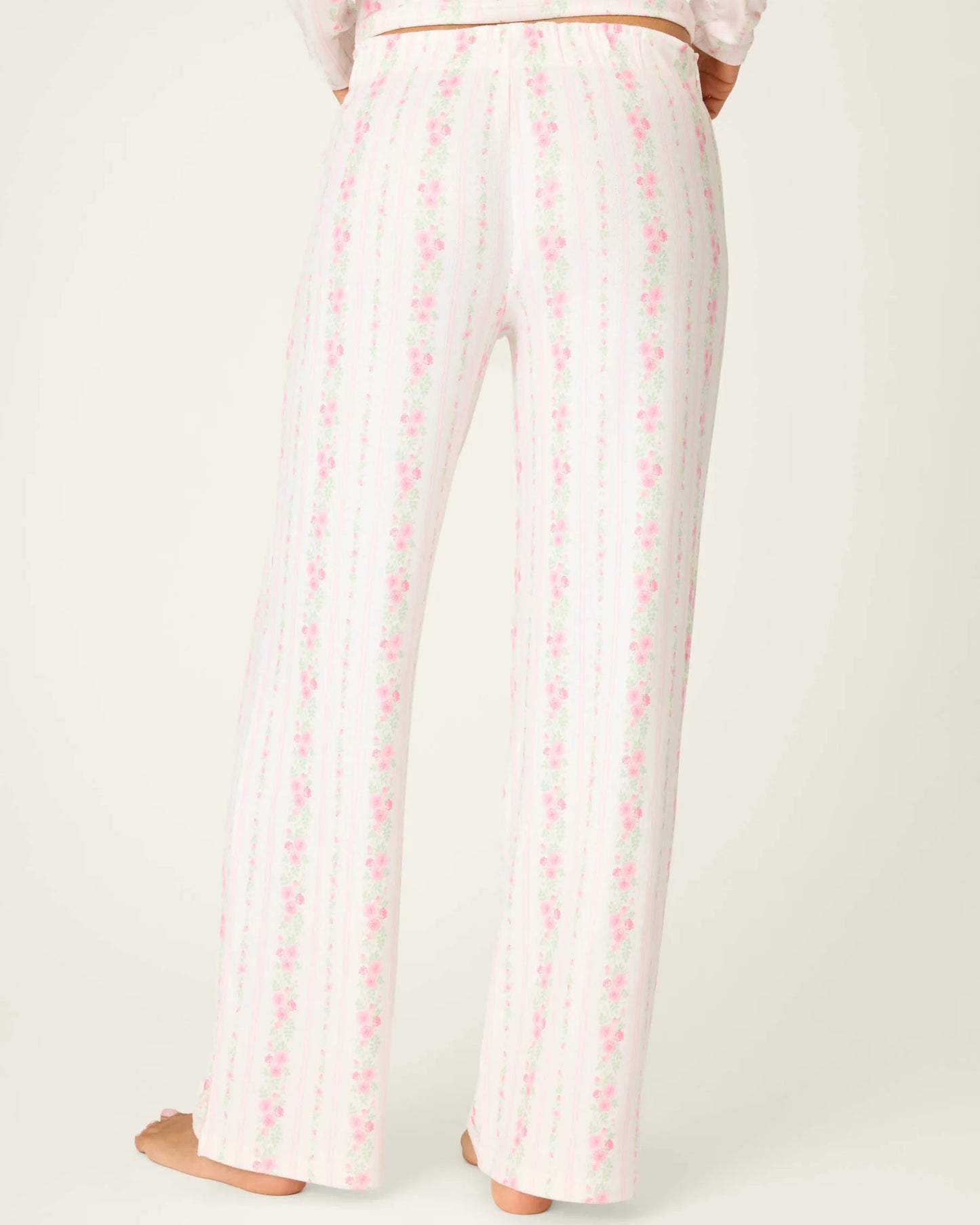 PJ Salvage Roses Are Pink Petal Dream Pointelle Open Leg Pants