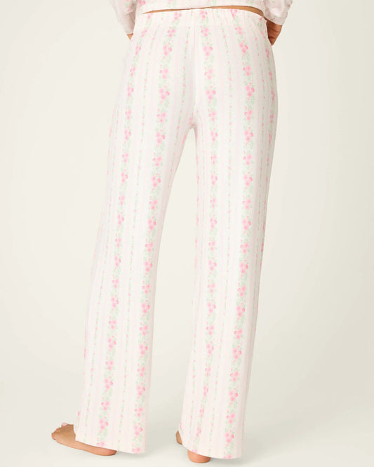 PJ Salvage Roses Are Pink Petal Dream Pointelle Open Leg Pants