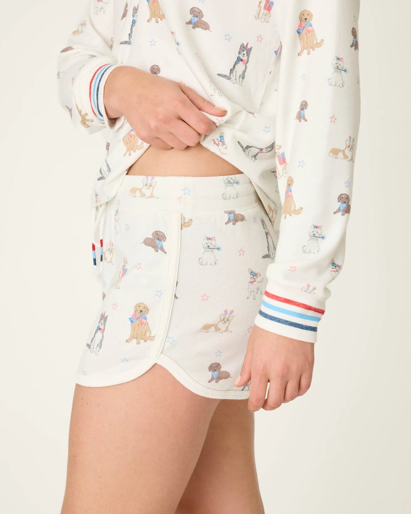 PJ Salvage Red, White, & Woof Patriotic Pup Shorts
