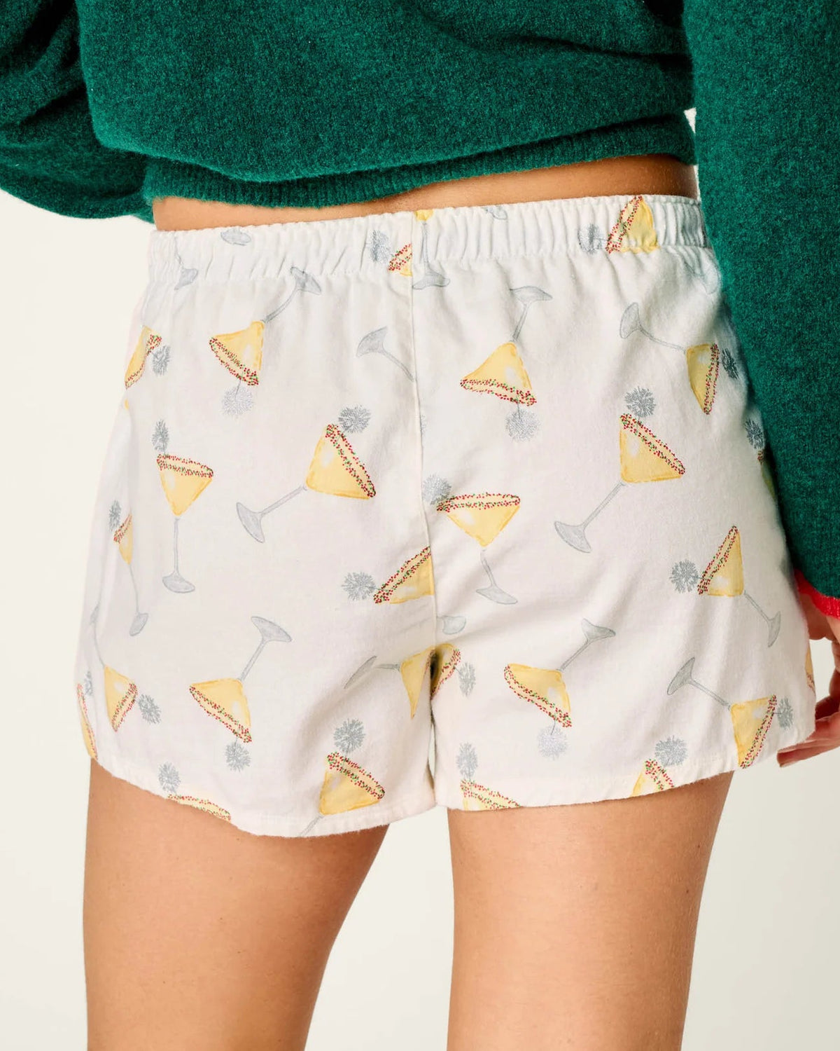 PJ Salvage Happy Hour Print Flannel Pajama Shorts | Afterglow