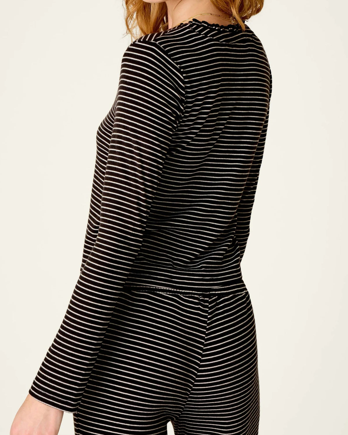 PJ Salvage Pretty Stripes Onyx Pointelle Cardigan