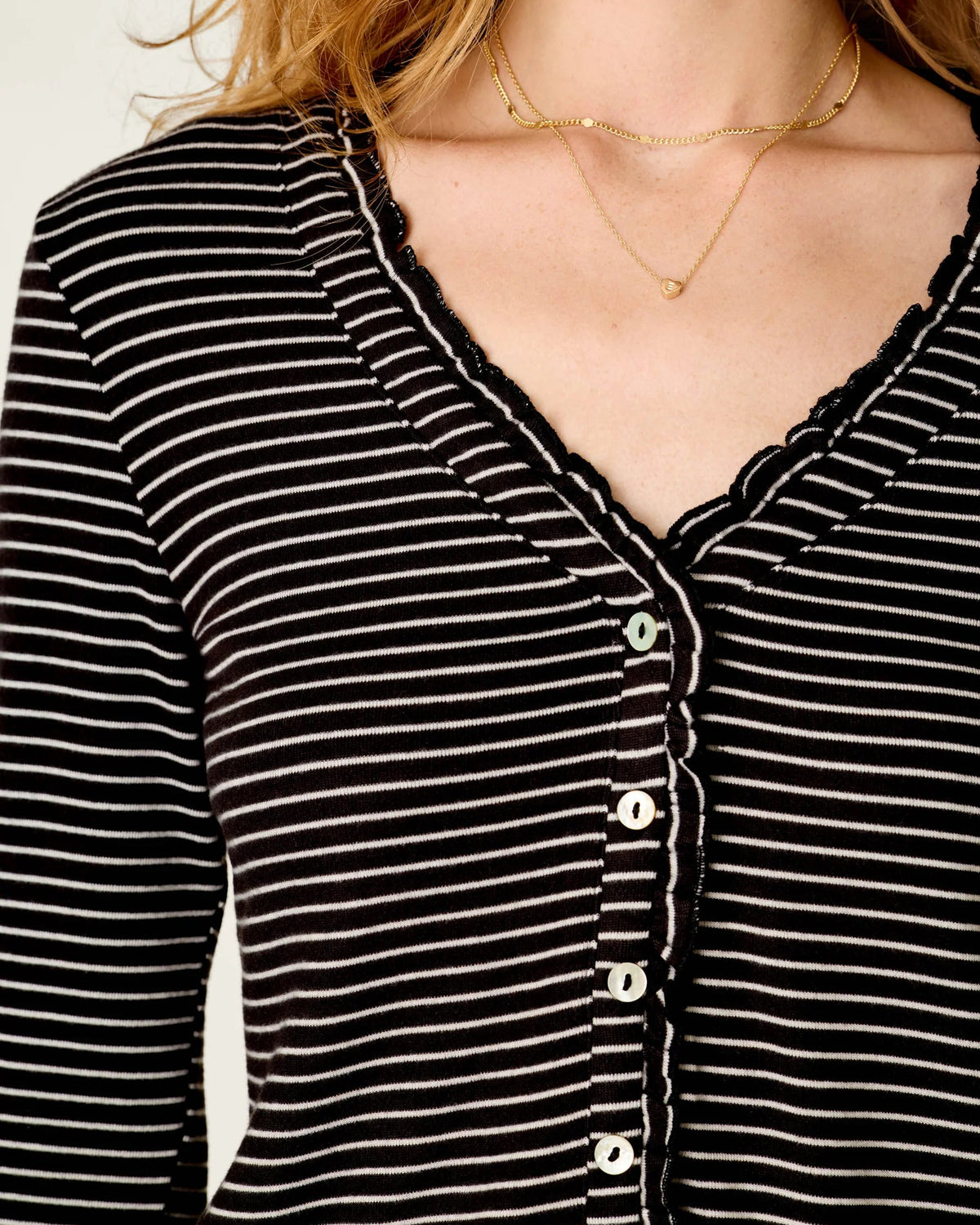 PJ Salvage Pretty Stripes Onyx Pointelle Cardigan