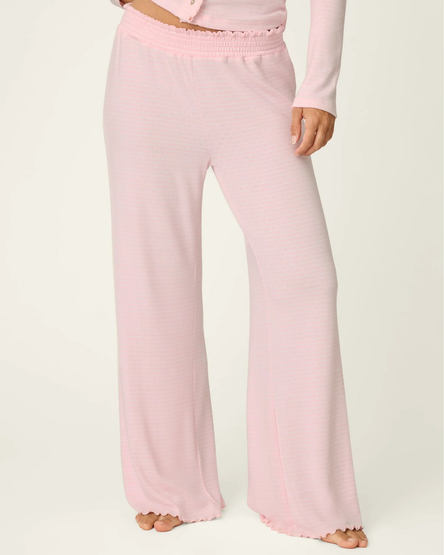 PJ Salvage Pretty Stripes Tender Pink Pointelle Pajama Pants