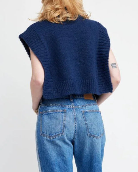 Self Contrast Rooney Open Side Sweater Vest | Navy