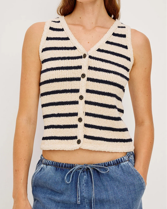 Rails Sade Vest | Ivory Navy Stripe