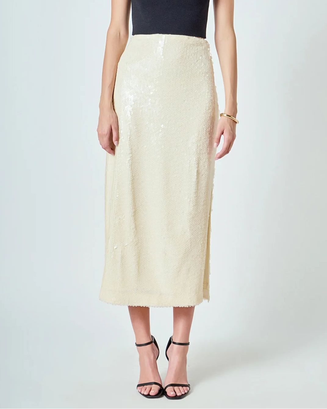 Endless Rose Sequins Midi Skirt | Ivory