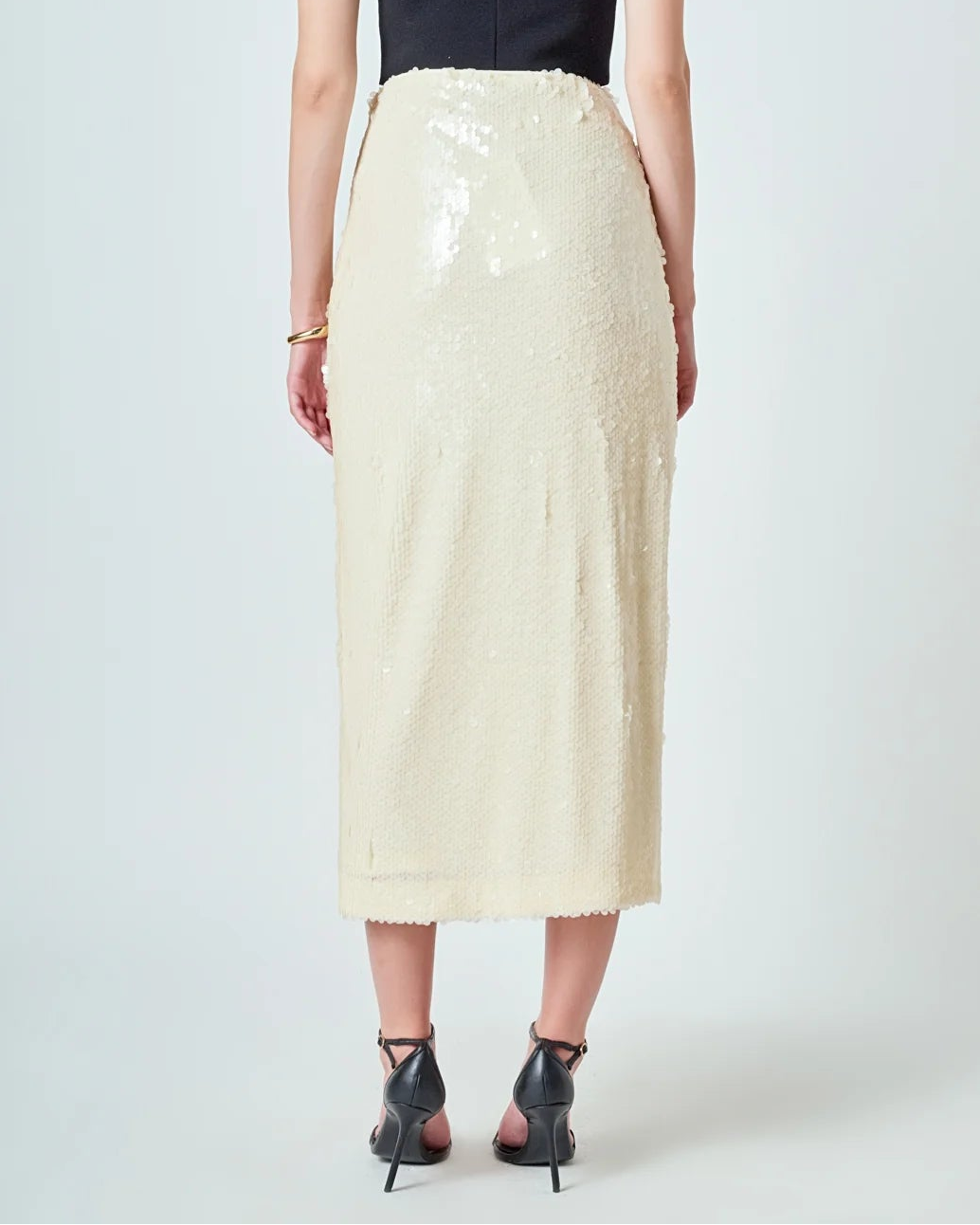 Endless Rose Sequins Midi Skirt | Ivory