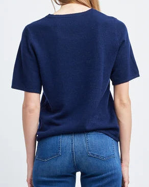 Self Contrast Brea Core Cashmere T-Shirt | Navy