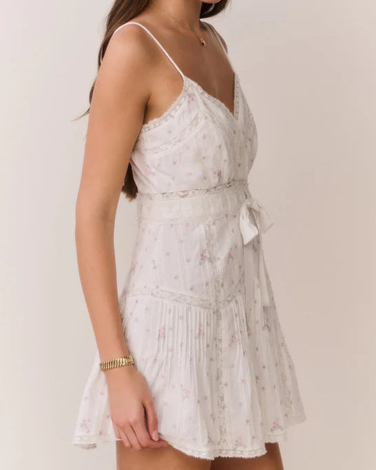 Love Shack Fancy Sibelle Floral Embroidered Cotton Mini Dress | Sunbleached Meadow