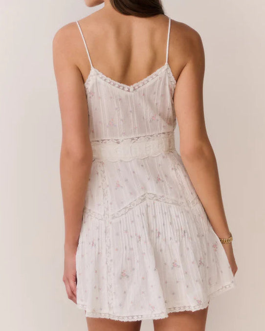 Love Shack Fancy Sibelle Floral Embroidered Cotton Mini Dress | Sunbleached Meadow