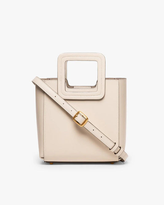 Staud Mini Shirley Leather Bag Cream