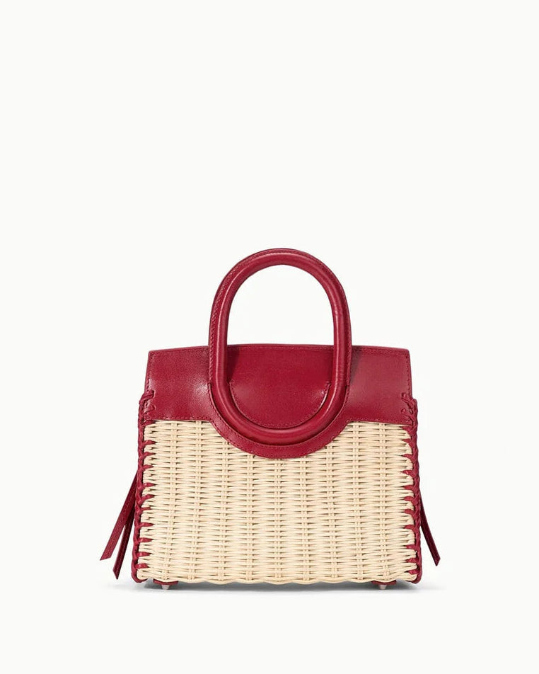 Staud Maude Mini Wicker Carryall | Natural Rouge