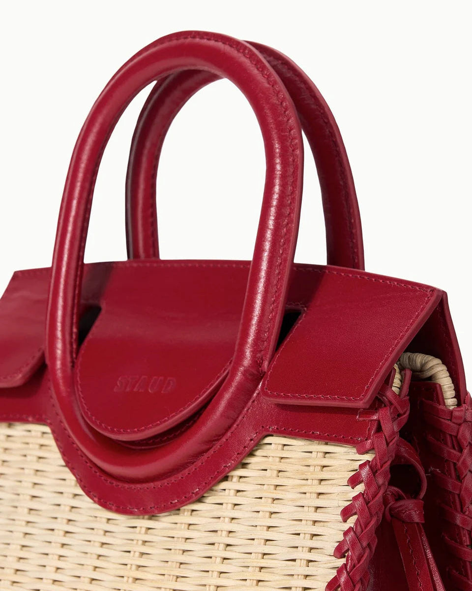 Staud Maude Mini Wicker Carryall | Natural Rouge