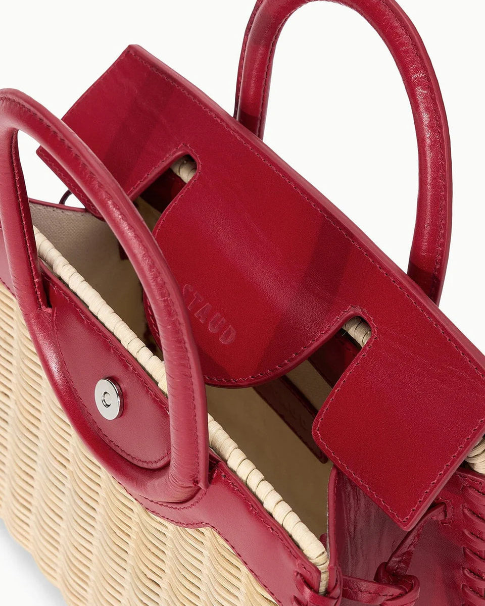 Staud Maude Mini Wicker Carryall | Natural Rouge