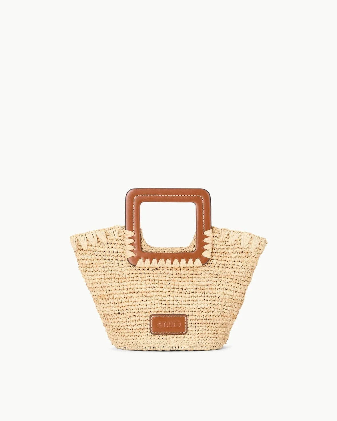 Staud Shirley Raffia Mini Bucket Bag | Natural Tan