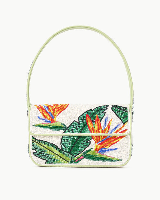 Staud Tommy Beaded Bag Birds of Paradise