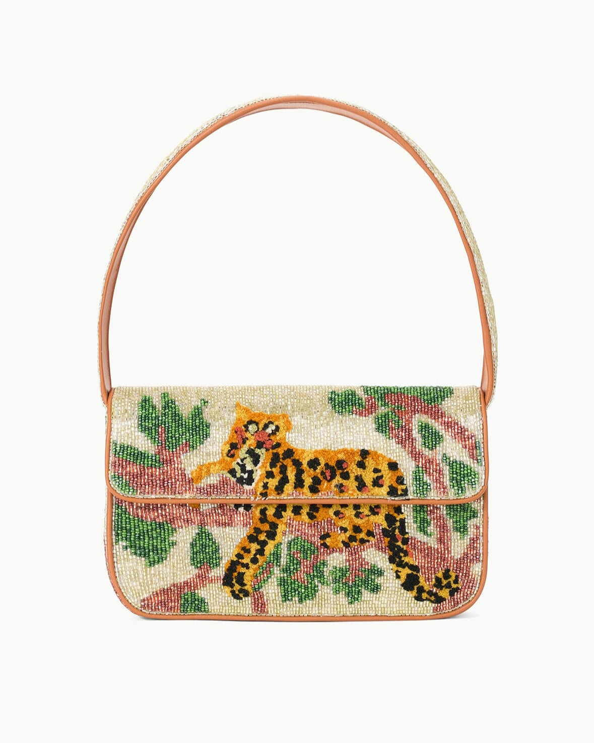 Staud Tommy Beaded Bag Jungle Leopard