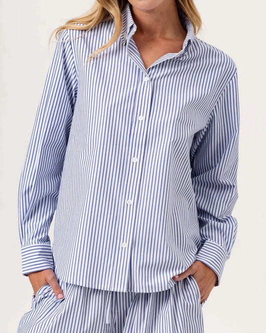 Sundays Stripe Aspyn Shirt | Navy Stripe