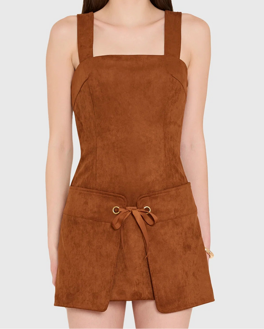Amanda Uprichard Robin Romper | Chestnut Suede