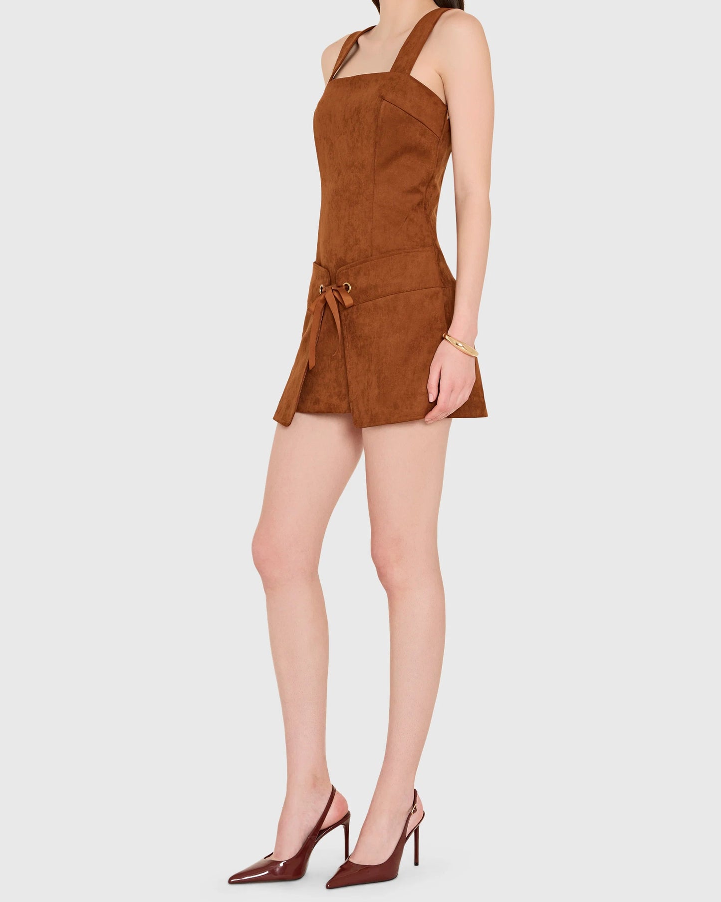 Amanda Uprichard Robin Romper | Chestnut Suede