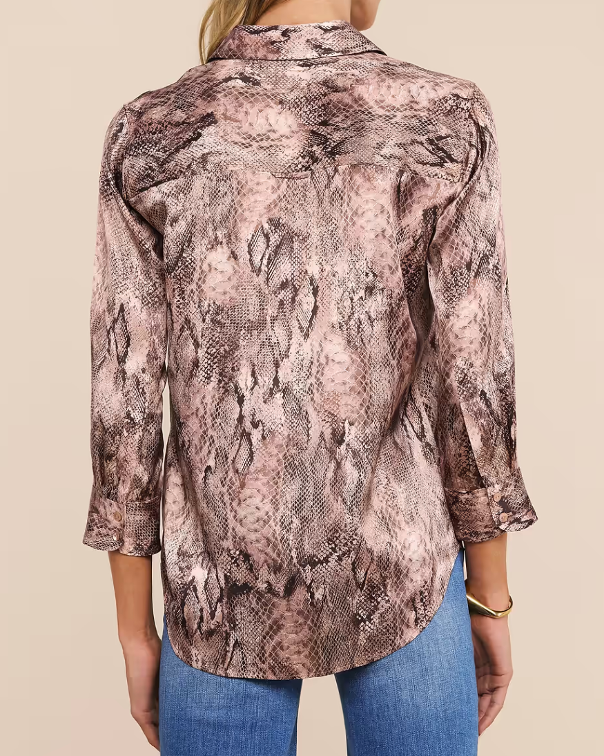 L'Agence Dani Silk Blouse | Mauve Multi Western Snake Print