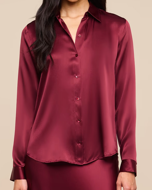 L'Agence Tyler Silk Blouse | Merlot Red