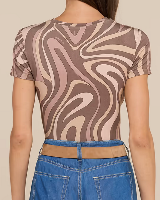 L'Agence Ressi Fitted Tee | Sepia Brown Multi