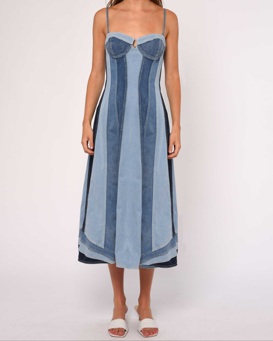 Love the Label Mackenzie Denim Dress | Paneled Denim