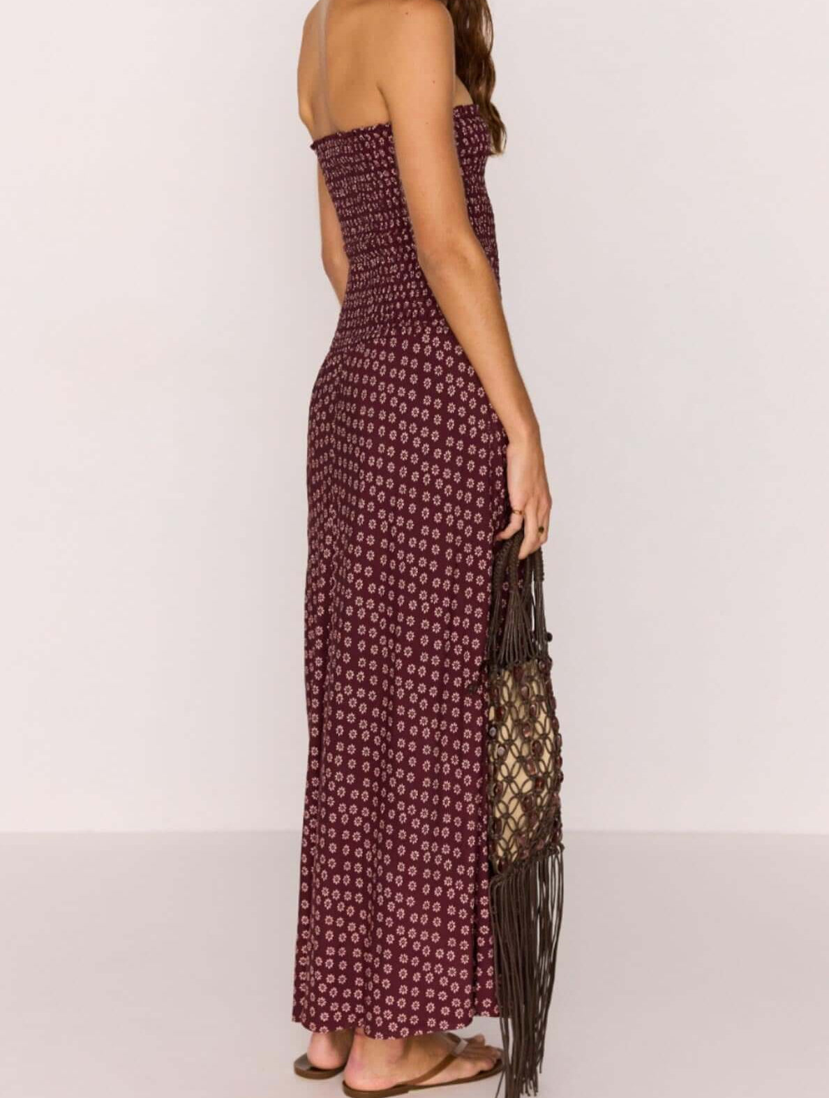 Mink Pink Sierra Maxi Dress | Burgundy Floral Print