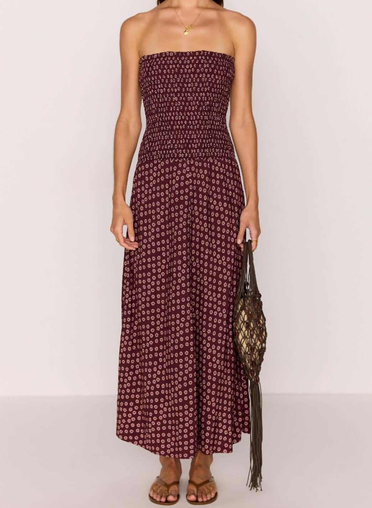 Mink Pink Sierra Maxi Dress | Burgundy Floral Print