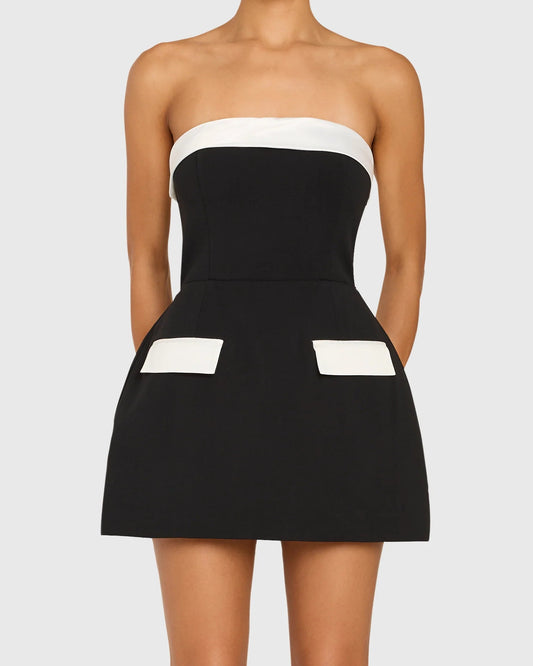 Amanda Uprichard Lucienne Romper | Black/Ivory