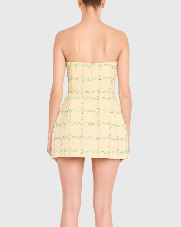 Amanda Uprichard Strapless Bethany Skort Romper | Yellow