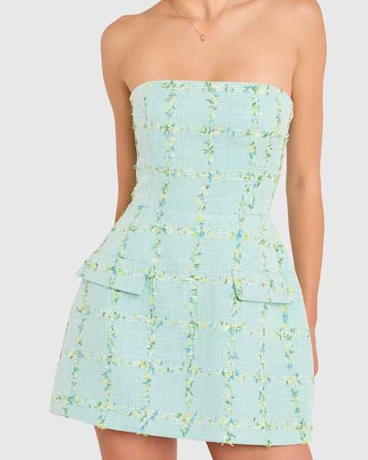 Amanda Uprichard Strapless Bethany Skort Romper | Aquamarine