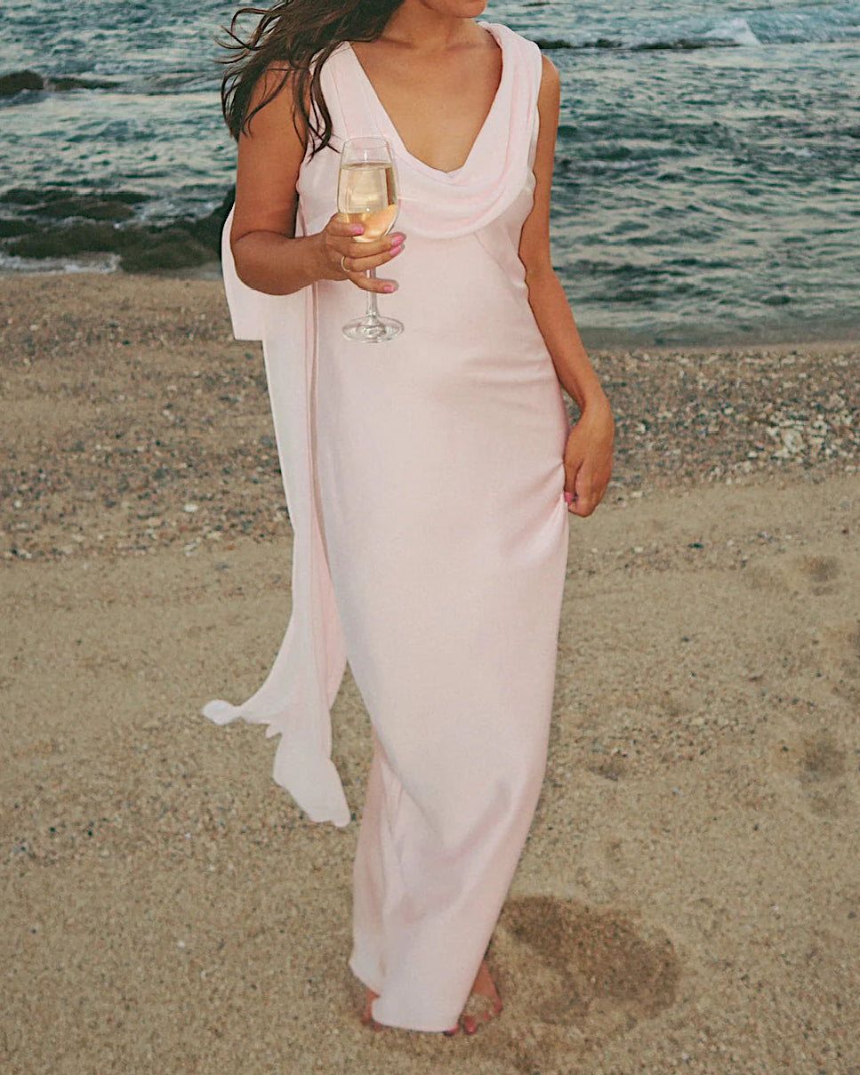 Show Me Your Mumu Maya Midi Dress | Powder Pink Luxe Satin