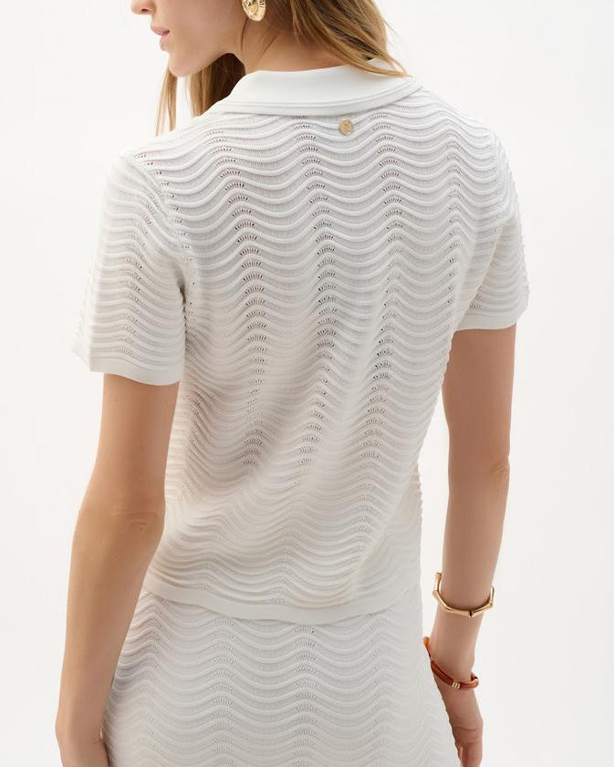 Joseph Ribkoff Textured Viscose Sweater Knit Top | Vanilla