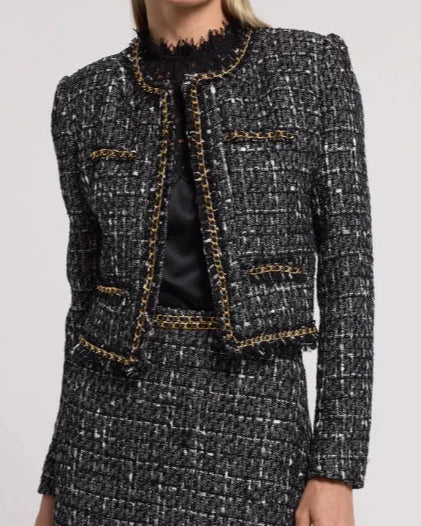 Generation Love Serena Chain Tweed Blazer | Grey Multi