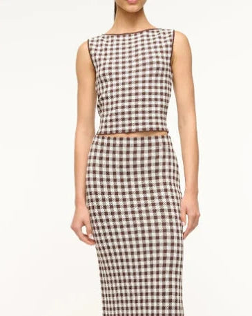 Staud Montgomery Top | Dark Chocolate Gingham